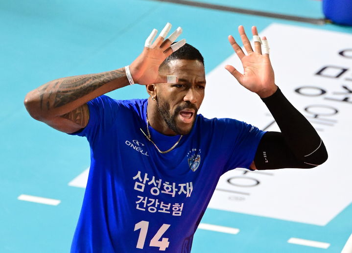 [서울=뉴시스]삼성화재 요스바니. 2023.10.27. (사진=한국배구연맹 제공) *재판매 및 DB 금지