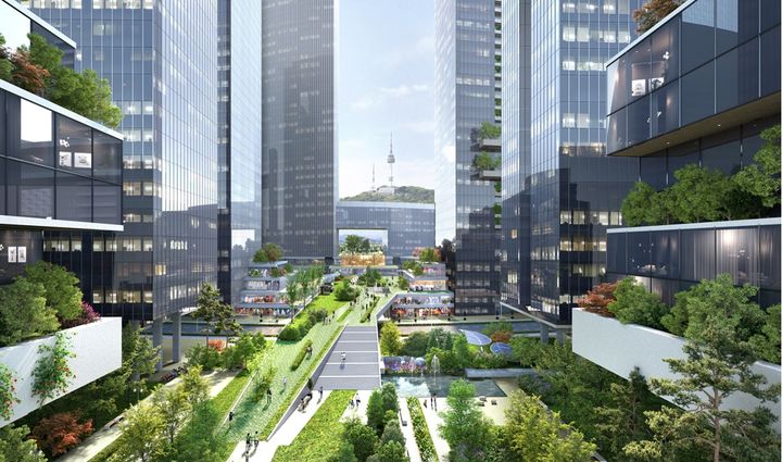 [서울=뉴시스] 한국철도공사(코레일)가 용산국제업무지구 개발 사업에 대한 계획을 연말에 확정한다고 30일 밝혔다. 이에 따라 개발구역 지정 제안을 시작으로 본격적인 사업에 착수할 방침이다. 사진은 용산정비창 부지에 약 50만㎡ 규모의 국제업무와 주거, 공원녹지를 갖춘 융복합 지구가 들어서게 될 용산국제업무지구의 예상 모습. 2023.10.30.(사진=한국철도공사 제공) photo@newsis.com&nbsp; *재판매 및 DB 금지