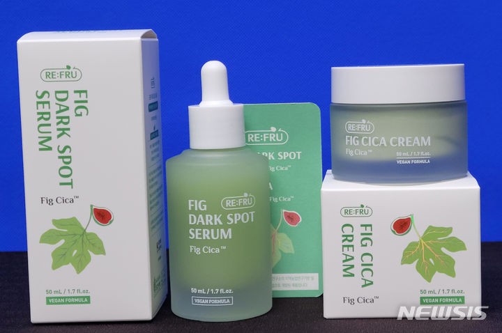 [나주=뉴시스] 전남농업기술원이 부산물 무화과 잎을 활용해 개발한 기능성 미백화장품. (사진=전남농기원 제공) 2023.11.01. photo@newsis.com *재판매 및 DB 금지