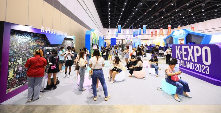 지난 9~12일(현지시간) 정부 합동으로 태국 방콕에서 '2023 태국 K-박람회'가 개최됐다. 태국 퀸시리킷 국립 컨벤션 센터에 마련된 전시·체험관. (사진=한국콘텐츠진흥원 제공) photo@newsis.com *재판매 및 DB 금지