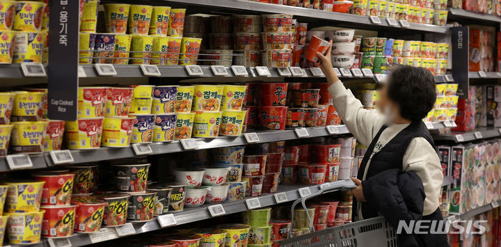 [서울=뉴시스] 김선웅 기자 = 식품 원자재 가격 상승, 인건비·유류비 상승으로 채소·과일, 가공식품 등 생활물가가 급등하고 있다. 2023.11.13. mangusta@newsis.com