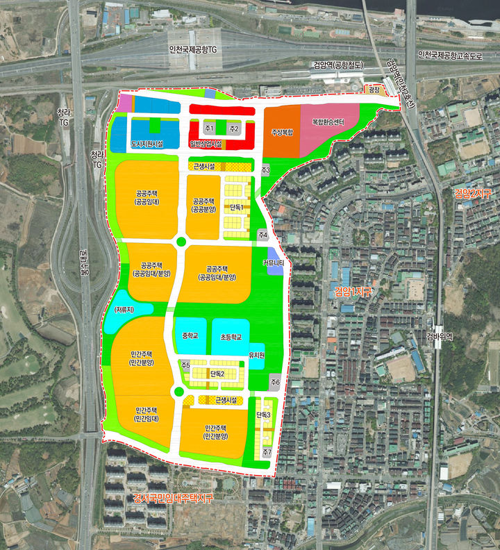 [인천=뉴시스] 인천검암역세권 토지이용계획도. (사진=iH 제공) *재판매 및 DB 금지