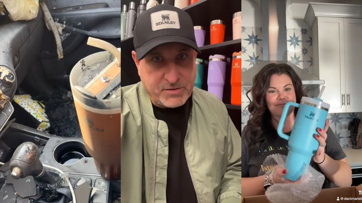[서울=뉴시스] 전소된 차량 속 멀쩡한 텀블러 영상을 찍어 틱톡에 올린 여성이 제조업체로부터 다량의 새 텀블러와 새 차량을 선물 받았다. (사진='다니엘', '스탠리' 틱톡 캡처)2023.11.20 *재판매 및 DB 금지