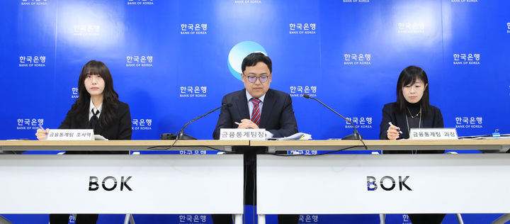 서정석 한국은행 경제통계국 금융통계팀장이 21일 오전 서울 중구 한국은행에서 2023년 3분기 가계신용(잠정)의 주요 특징을 설명하고 있다.(사진제공=한국은행) *재판매 및 DB 금지