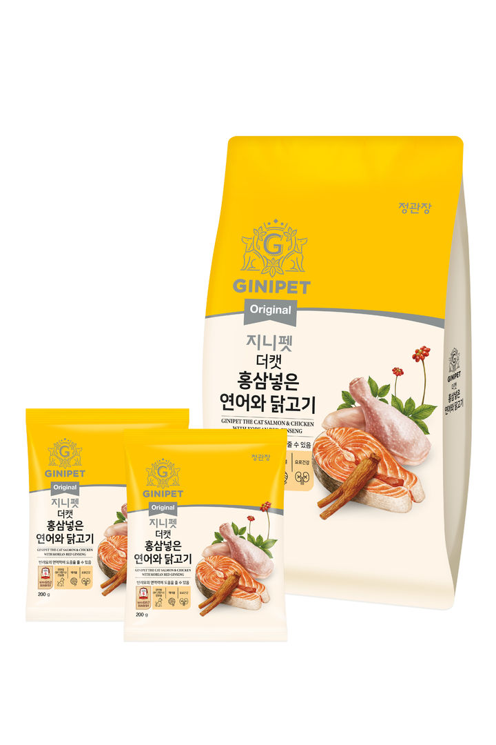반려묘 사료인 '더캣 오리지널 홍삼넣은 연어와 닭고기' 제품 모습.(사진=정관장 제공) *재판매 및 DB 금지