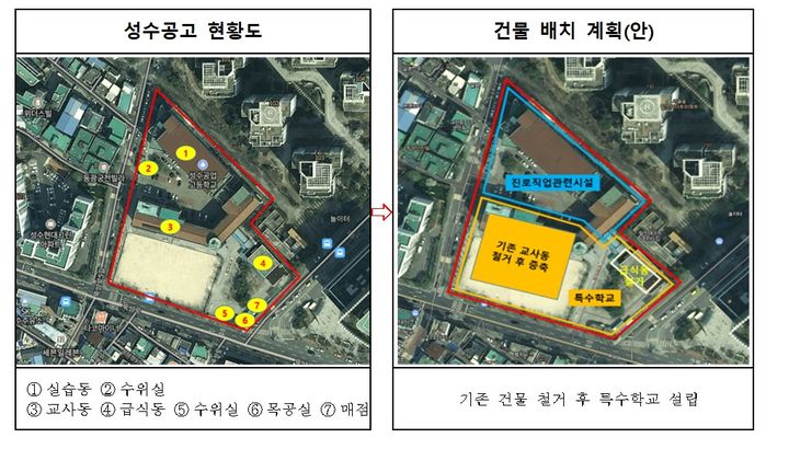 [세종=뉴시스] 성진학교 건물 배치 계획도. (자료=서울시교육청) 2023.11.27. photo@newsis.com *재판매 및 DB 금지 *재판매 및 DB 금지