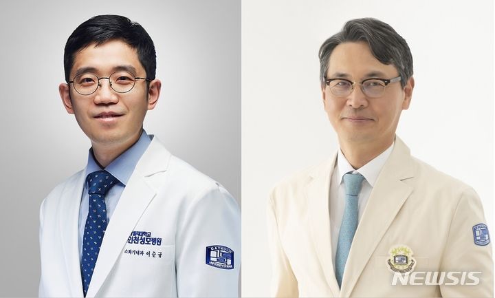 [인천=뉴시스] 이순규 인천성모병원 소화기내과 교수(왼쪽), 최종영 서울성모병원 장기이식센터 교수. (사진=인천성모병원 제공)
