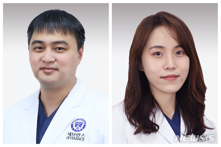 [서울=뉴시스]인공지능(AI) 기반 흉부 방사선 영상 분석이 결절성 질환(혹 또는 덩어리)을 진단하는 데 도움이 된다는 연구 결과가 나왔다. 사진은 연세대학교 의과대학 용인세브란스병원 영상의학과 이민욱·황신혜 교수. (사진= 용인세브란스병원 제공) 2023.11.27. photo@newsis.com. 