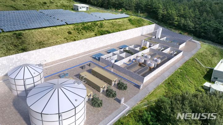 [서울=뉴시스] 김천시 소재 그린수소 생산기지 구축 조감도.