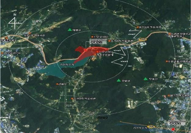 화성시 도시생태축 복원사업지인 상기리 일원. 지방도 322호선이 태행산과 건달산을 단절시키고 있다. *재판매 및 DB 금지