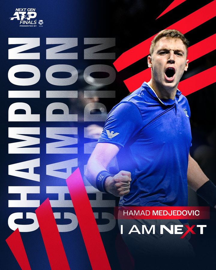 [서울=뉴시스] 남자프로테니스(ATP) 넥스트 제너레이션 파이널스에서 우승한 하마드 메제도비치. (사진 = ATP 투어 공식 엑스 캡처) *재판매 및 DB 금지