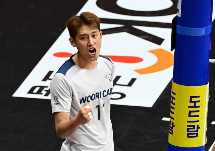 [서울=뉴시스]우리카드 한성정. 2023.12.03. (사진=한국배구연맹 제공) *재판매 및 DB 금지