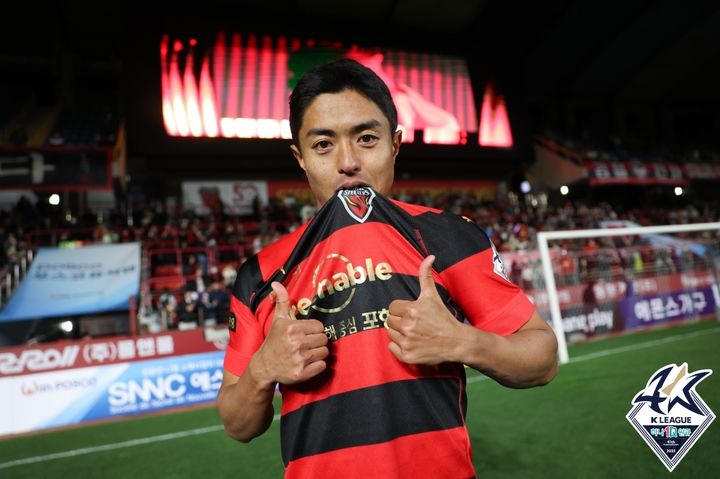 [서울=뉴시스] 프로축구 K리그1 포항스틸러스의 백성동. (사진=한국프로축구연맹 제공) *재판매 및 DB 금지