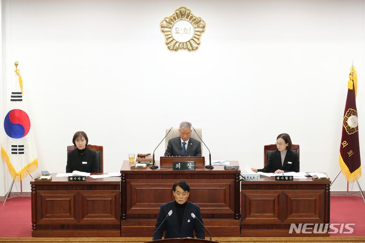 하은호 군포시장 의회 시정연설 현장.