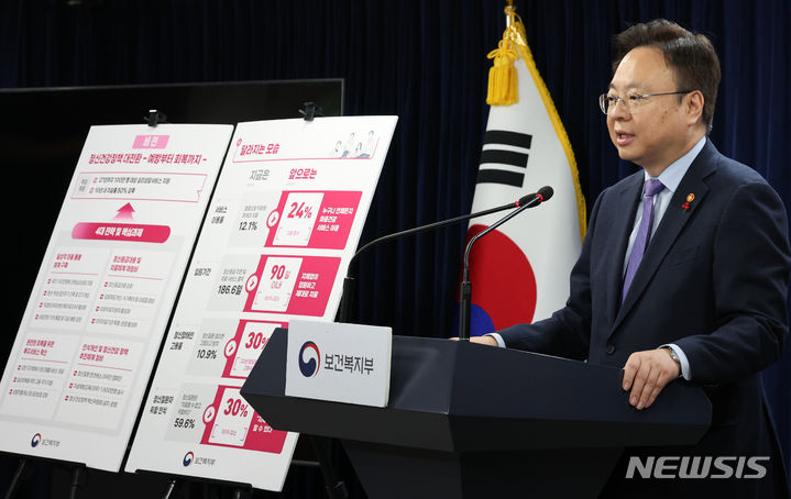 [서울=뉴시스] 김명원 기자 = 조규홍 보건복지부 장관이 5일 서울 종로구 정부서울청사에서 정신건강정책 혁신방안 발표를 하고 있다. 2023.12.05. kmx1105@newsis.com