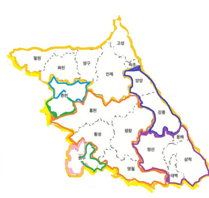 [춘천=뉴시스] 춘천 단독분구로 인해 22대 총선에서 속초-철원-화천-양구-인제-고성 6개 시·군이 다시 통합되는 기형적인 초대형 선거구가 획정안이 나와 지역정가가 술렁이고 있다. syi23@newsis.com *재판매 및 DB 금지