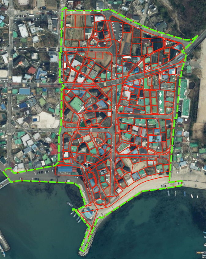 [부산=뉴시스] 기장군 일광이천3지구 항측도. 군은 지난 5월 일광이천3지구에 대해 지적재조사사업을 완료하고 현실경계와 지적도를 일치화했다. (사진=기장군 제공) *재판매 및 DB 금지