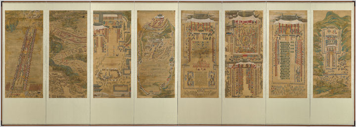 [서울=뉴시스] '화성원행도' 8폭 병풍 (사진=국립중앙박물관 제공) 2023.12.7 photo@newsis.com *재판매 및 DB 금지 *재판매 및 DB 금지