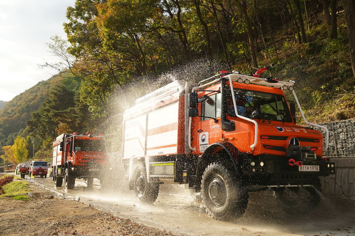 [대전=뉴시스] 산림청이 운용중인 고성능 산불진화차. 기존 진화차보다 방수량이 4배 이상 많다.(사진=산림청 제공) *재판매 및 DB 금지