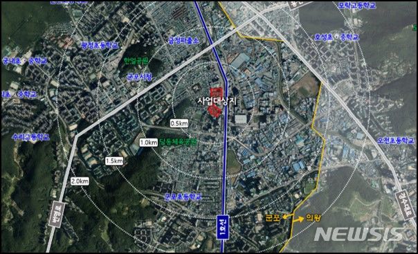 군포 1구역 재개발 위치도.