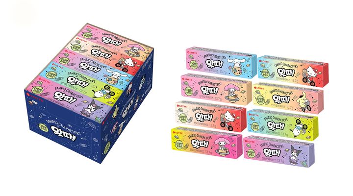 산리오 캐릭터즈와 협업한 왓따 껌 패키지 모습.(사진=롯데웰푸드 제공) *재판매 및 DB 금지