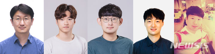 [광주=뉴시스]왼쪽부터 이규빈 지스트 융합기술학제학부 교수, 이성주 학생, 유연국 학생, 백승혁 학생, 서호건 과학기술연합대학원대학교 교수.