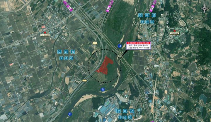 [청주=뉴시스] 충북 청주시 오송읍 파크골프장 위치도. photo@newsis.com *재판매 및 DB 금지