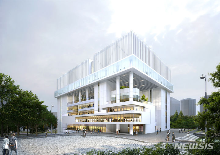 [서울=뉴시스]서울 시내 8개 대학이 첨단시설 확보를 위한 건물 신증축, 혁신캠퍼스 설계 등 본격적인 공간구조 개선에 나섰다. 대학 용적률과 높이 규제를 완화하는 서울시의 '대학공간혁신 방안'에 따른 것이다. 서강대 지덕체융합관 투시도. (사진=서울시 제공). 2023.12.13. photo@newsis.com 