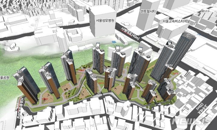 [서울=뉴시스]서울 서초구 반포미도아파트가 최고 49층 높이의 1739세대 아파트 단지로 재건축된다. (사진=서울시 제공). 2023.12.14. photo@newsis.com 