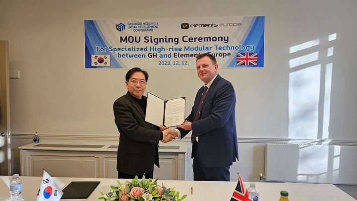 고층 모듈러 주택 기술 교류를 위한 업무협약. (사진=GH 제공) *재판매 및 DB 금지