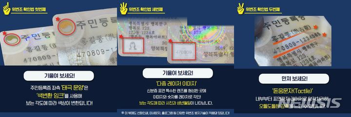 [서울=뉴시스]주민등록증 위변조 확인법. (사진=행정안전부 제공) 2023.12.25.