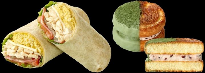스타벅스 푸드 중 하나인 치킨 베이컨 랩과 퀸아망 오메기 샌드 모습.(사진=스타벅스 코리아 제공) *재판매 및 DB 금지