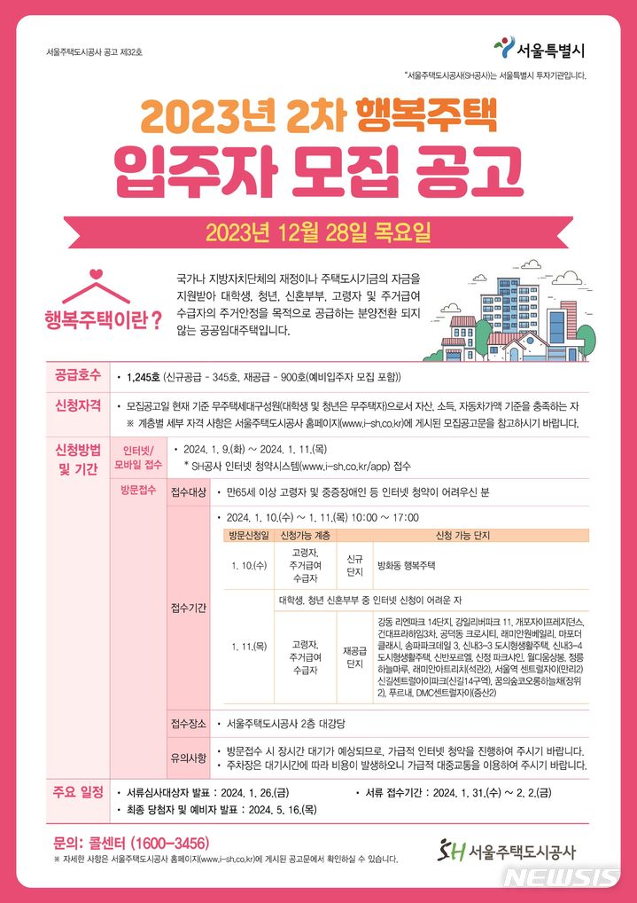 [서울=뉴시스]서울주택도시공사(SH공사)가 방화동 행복주택 등 1245세대의 행복주택 입주자를 모집한다고 28일 밝혔다. (사진=SH공사 제공). 2023.12.28. photo@newsis.com 