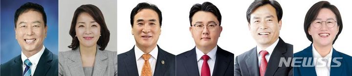 [창원=뉴시스] 제22대 국회의원선거 창원시 의창구 예비후보. 왼쪽부터 더불어민주당 김기운·김지수, 국민의힘 김종양·배철순·장영기, 진보당 정혜경.(사진=중앙선관위 제공)2023.12.31. photo@newsis.com