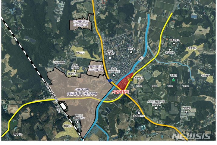 &nbsp; 가남읍 전천지구 도시개발사업 위치도. 여주시 제공