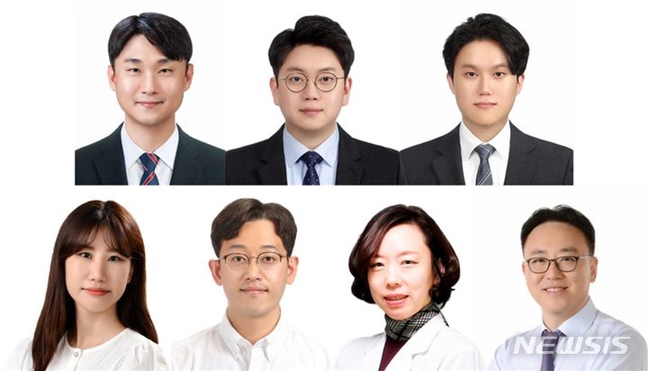 [성남=뉴시스](사진 상단 좌측부터 시계방향) 신민준 박사, 박준영 연구교수, 박준영 박사과정, 강동우 교수, 강윤주 교수, 임형섭 박사, 임수현 박사과정