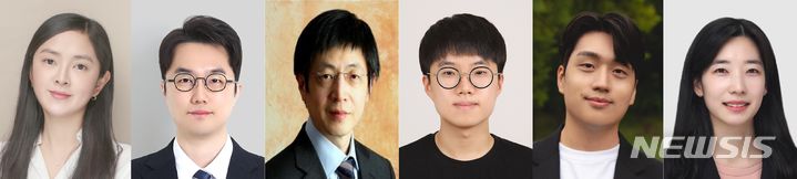 [서울=뉴시스] [서울=뉴시스] 왼쪽부터 고려대 의대 이현지 교수, 성균관대 의학과 및 메타바이오헬스학과 이성현 교수, 엣진 CTO 김진수 싱가포르국립대 교수, 고려대 의대 홍성호 연구원, 연대 의대 조성익 박사, KIST 임가영 연구원. (사진= 고려대의료원 제공) 2024.01.07. photo@newsis.com. 