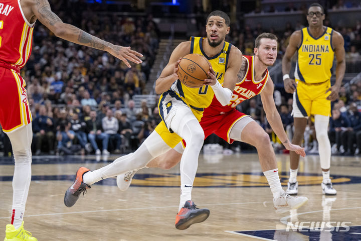 [인디애나폴리스=AP/뉴시스]NBA 인디애나 할리버튼. 2024.01.05.
