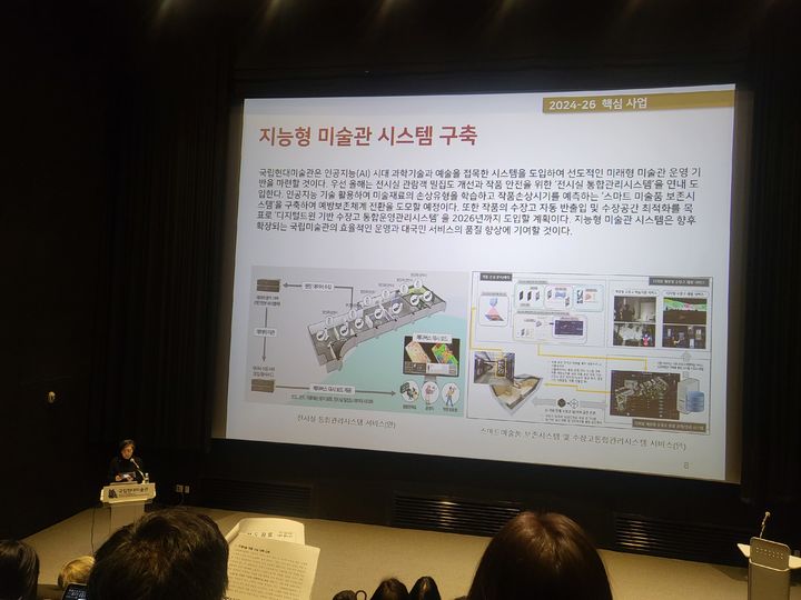 김성희 관장이 국립현대미술관'2024~26년 운영 방향을 발표하고 있다. *재판매 및 DB 금지