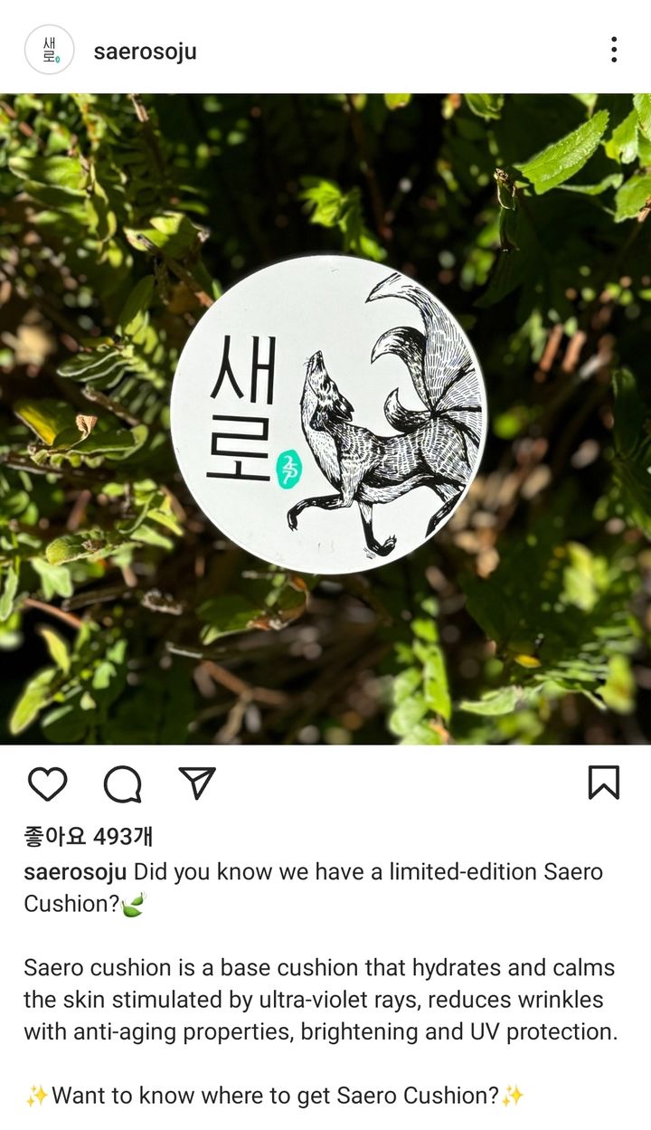 새로 서포터즈에 참여하면 증정하는 쿠션팩트 모습.(사진=새로 영어 인스타그램 갈무리) *재판매 및 DB 금지