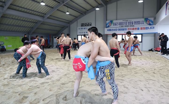 임실군씨름장에서 전지훈련 중인 씨름선수들 *재판매 및 DB 금지