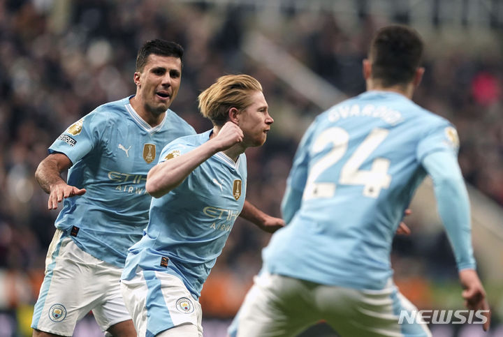 [뉴캐슬=AP/뉴시스]맨시티, 뉴캐슬에 3-2 역전승. 2024.01.13.