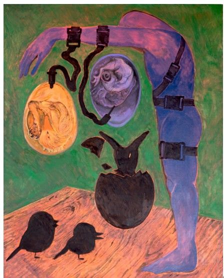 Treed Codependency (Belts and Two Embryos), 2023, oil and charcoal on canvas, 91x 72.7cm *재판매 및 DB 금지