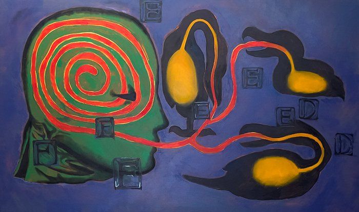 Treed Codependency(Vortex in the head), 2023, oil and charcoal on canvas, 97x162cm *재판매 및 DB 금지