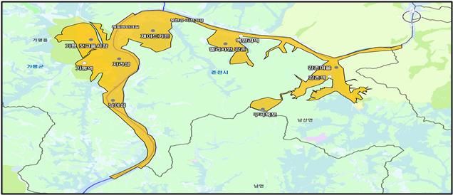 가평군과 춘천시가 공동 추진한 북한강 수변 관광특구 지정 추진 구역. (사진=가평군 제공) *재판매 및 DB 금지 *재판매 및 DB 금지