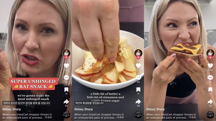 미국 영양사 겸 틱톡커 애비 샤프가 자신의 틱톡에서 '쥐 간식(rat snack)'을 선보였다. (사진=애비 샤브 틱톡 개인계정 캡처) *재판매 및 DB 금지