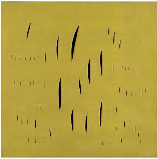Lucio Fontana, Concetto spaziale, Attese, 1959 Aniline on canvas, slashes, 100x100cm, Fondazione Lucio Fontana, Milan © Fondazione Lucio Fontana, Milan by SIAE 2023 *재판매 및 DB 금지