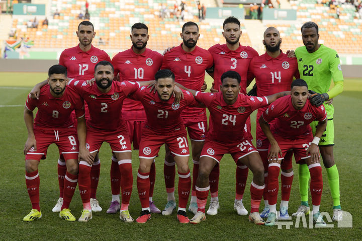 [코로고=AP/뉴시스] 튀니지 축구 국가대표팀. 2024.01.24.