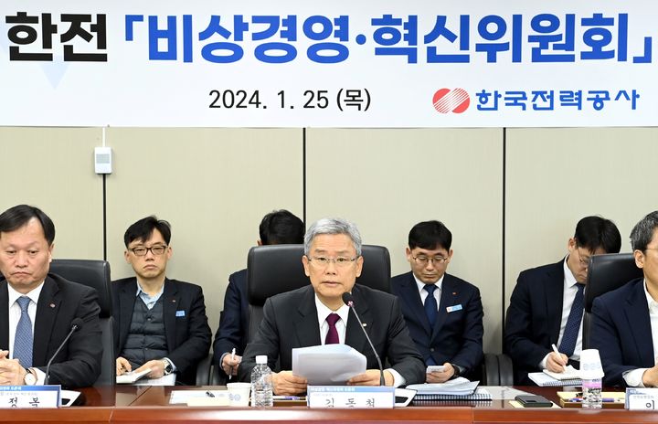 [세종=뉴시스]비상경영 혁신위원회 토론회에 참여한 김동철 한전 사장이다. (사진=한전 제공) *재판매 및 DB 금지
