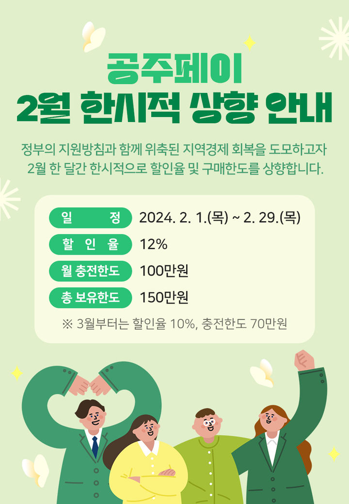 공주시 ‘공주페이’ 2월 한 달… 할인율 12%로 상향